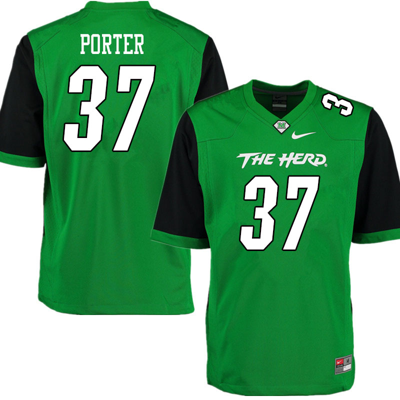 Men #37 Zane Porter Marshall Thundering Herd College Football Jerseys Sale-Gren